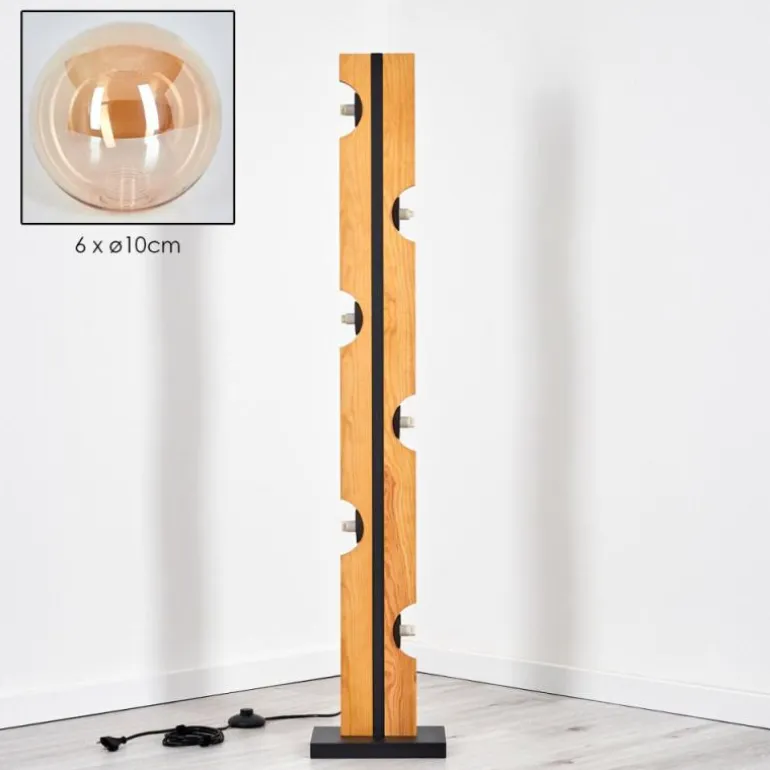 Chehalis Boule lumineuse, Lampadaire Écru, Noir, 6 lumières