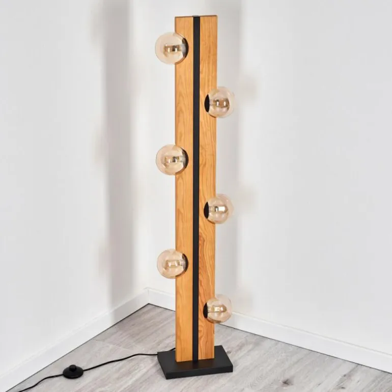 Chehalis Boule lumineuse, Lampadaire Écru, Noir, 6 lumières