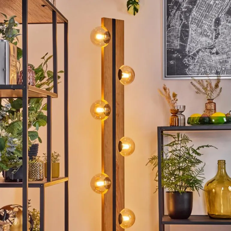 Chehalis Boule lumineuse, Lampadaire Écru, Noir, 6 lumières