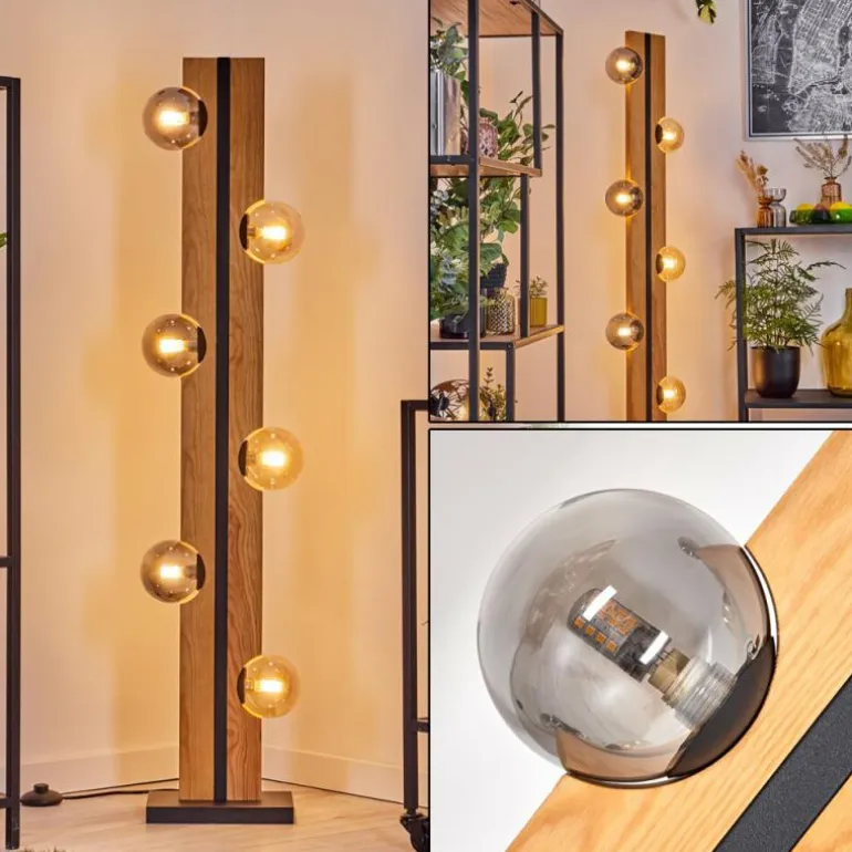 Chehalis Boule lumineuse, Lampadaire Écru, Noir, 6 lumières