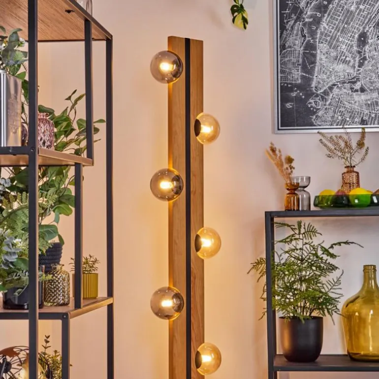 Chehalis Boule lumineuse, Lampadaire Écru, Noir, 6 lumières