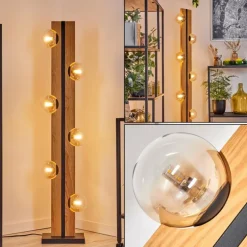 Chehalis Boule lumineuse, Lampadaire Écru, Noir, 6 lumières
