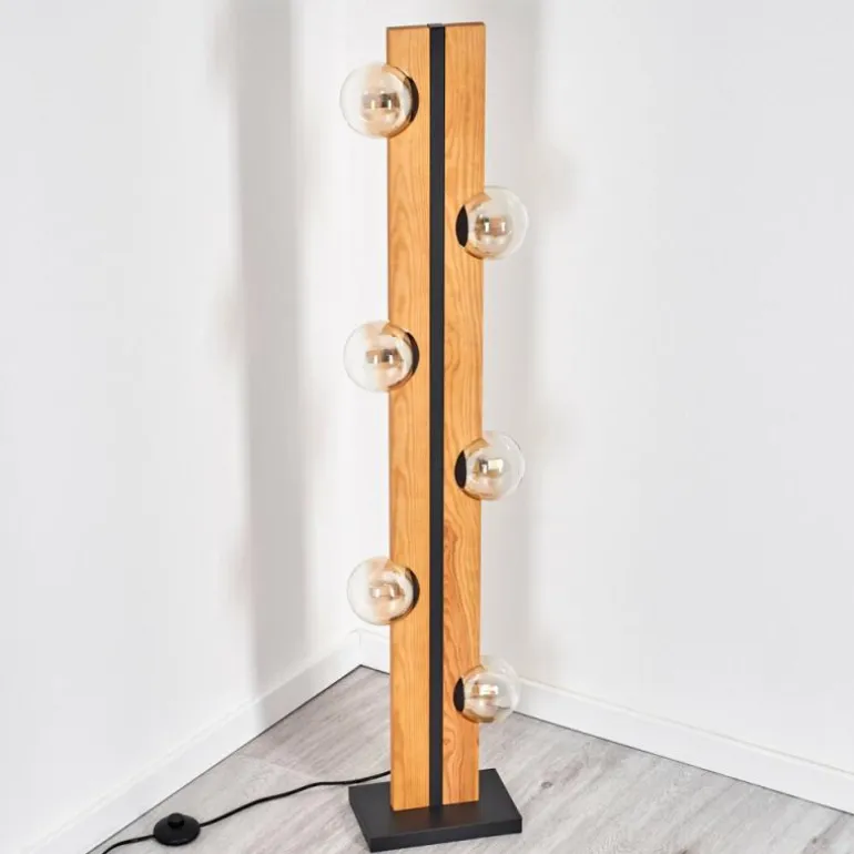 Chehalis Boule lumineuse, Lampadaire Écru, Noir, 6 lumières