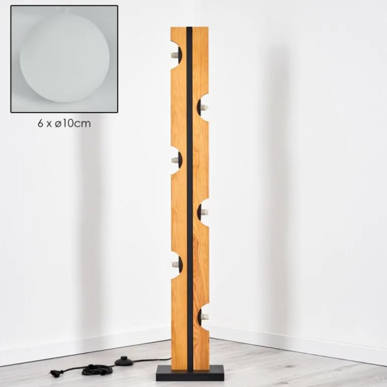 Chehalis Boule lumineuse, Lampadaire Écru, Noir, 6 lumières
