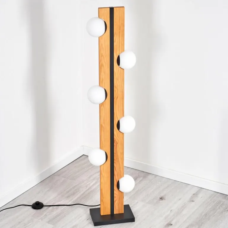 Chehalis Boule lumineuse, Lampadaire Écru, Noir, 6 lumières