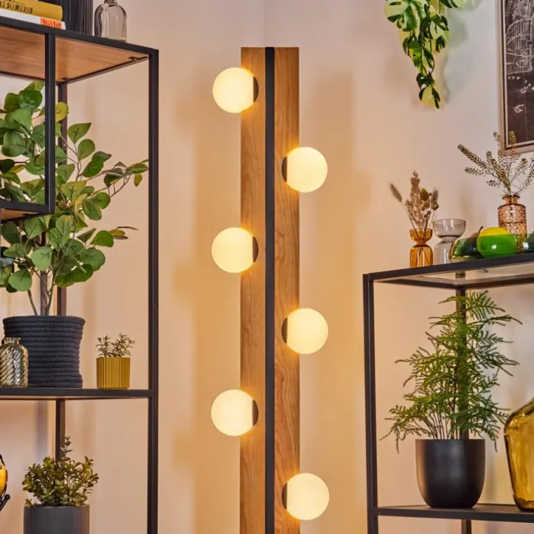 Chehalis Boule lumineuse, Lampadaire Écru, Noir, 6 lumières