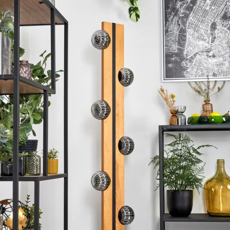 Chehalis Boule lumineuse, Lampadaire Écru, Noir, 6 lumières