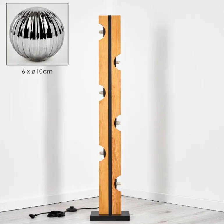Chehalis Boule lumineuse, Lampadaire Écru, Noir, 6 lumières