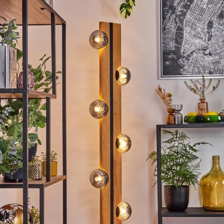 Chehalis Boule lumineuse, Lampadaire Écru, Noir, 6 lumières