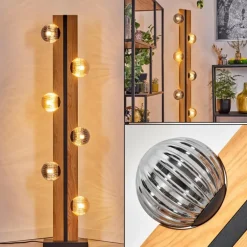 Chehalis Boule lumineuse, Lampadaire Écru, Noir, 6 lumières
