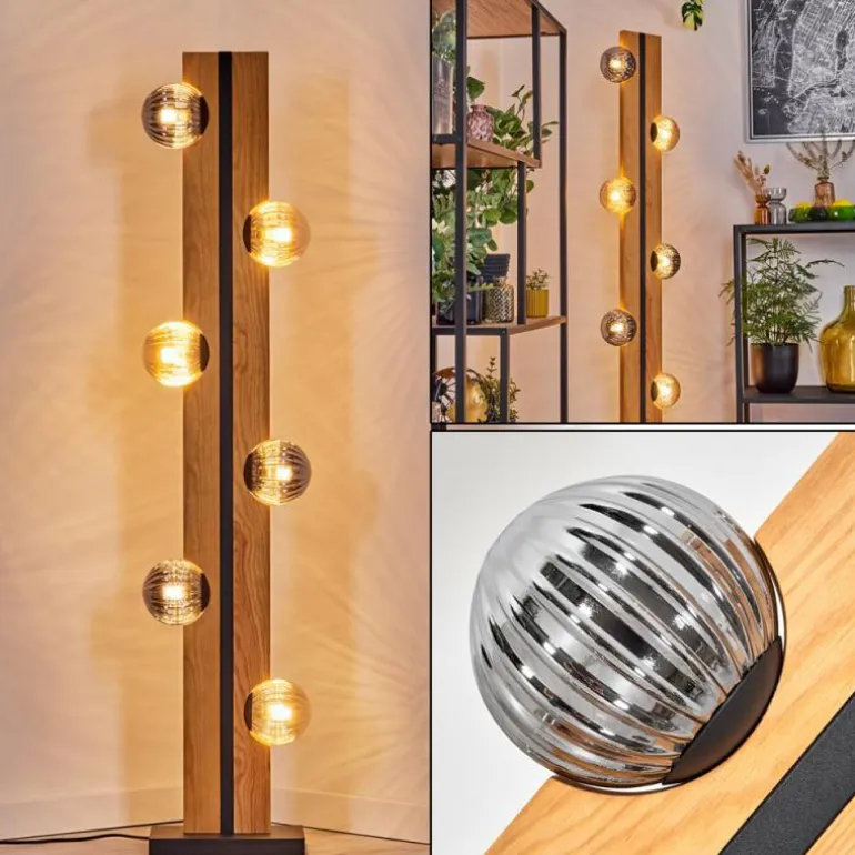 Chehalis Boule lumineuse, Lampadaire Écru, Noir, 6 lumières