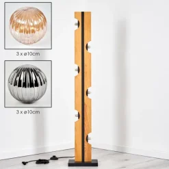 Chehalis Boule lumineuse, Lampadaire Écru, Noir, 6 lumières