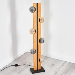 Chehalis Boule lumineuse, Lampadaire Écru, Noir, 6 lumières