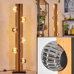 Chehalis Boule lumineuse, Lampadaire Écru, Noir, 6 lumières