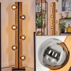 Chehalis Boule lumineuse, Lampadaire Écru, Noir, 6 lumières
