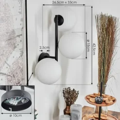 Chehalis Boule lumineuse, Applique murale Blanc, 3 lumières