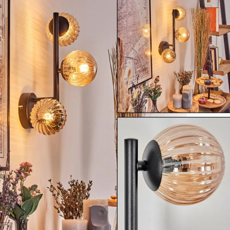 Chehalis Boule lumineuse, Applique murale Ambre, 3 lumières