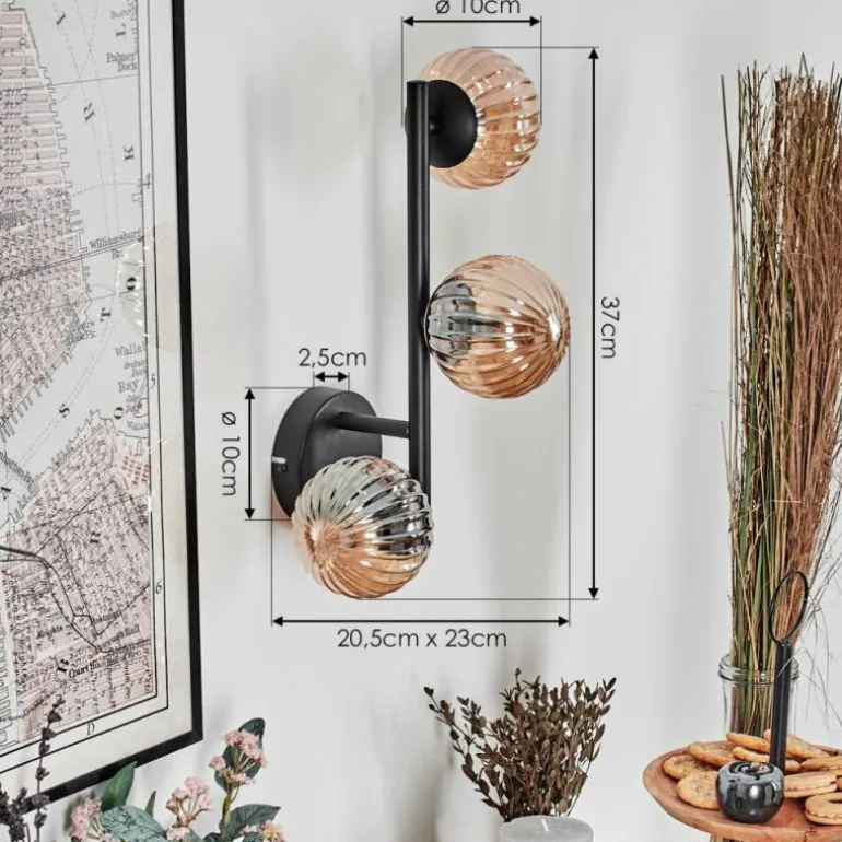 Chehalis Boule lumineuse, Applique murale Ambre, 3 lumières
