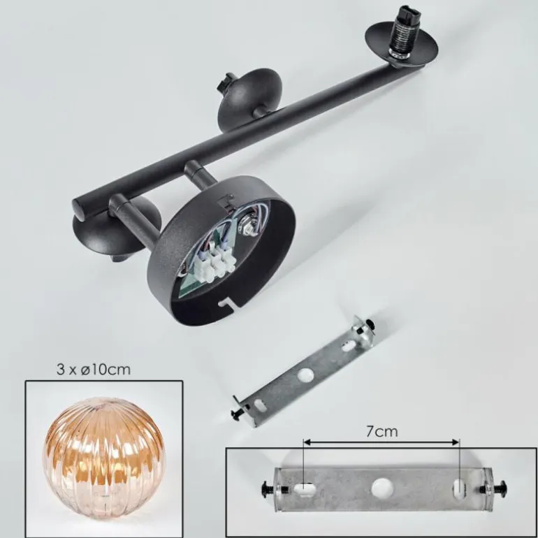 Chehalis Boule lumineuse, Applique murale Ambre, 3 lumières