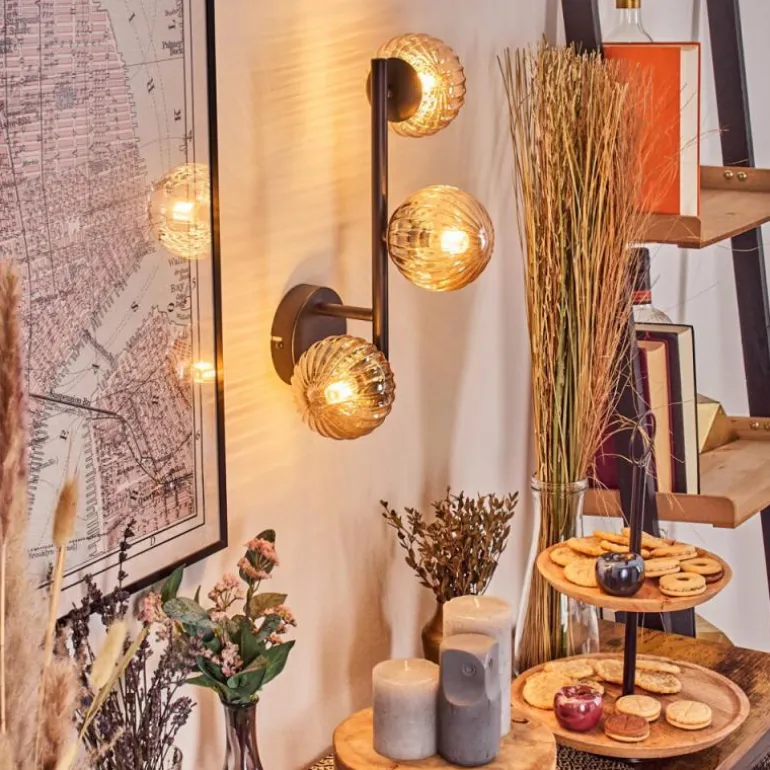 Chehalis Boule lumineuse, Applique murale Ambre, 3 lumières