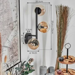 Chehalis Boule lumineuse, Applique murale Ambre, Clair, 3 lumières