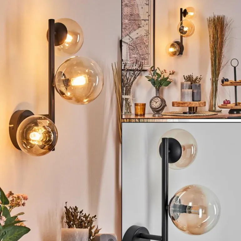 Chehalis Boule lumineuse, Applique murale 23 cm Ambre, Clair, 3 lumières