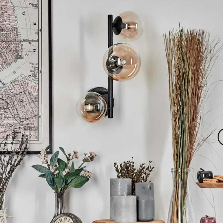Chehalis Boule lumineuse, Applique murale 23 cm Ambre, Clair, 3 lumières