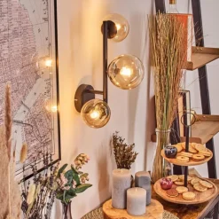 Chehalis Boule lumineuse, Applique murale 23 cm Ambre, Clair, 3 lumières
