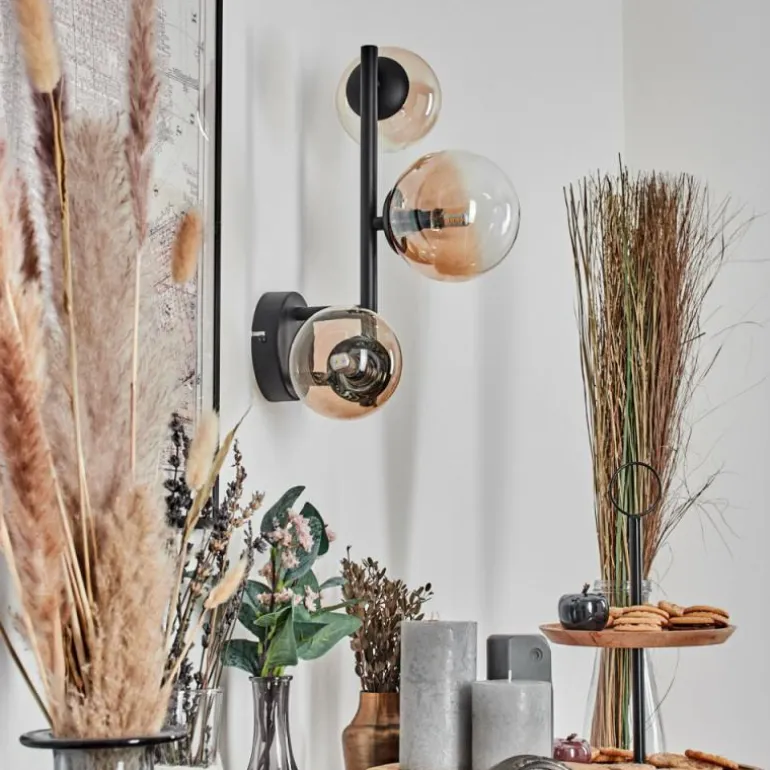Chehalis Boule lumineuse, Applique murale 23 cm Ambre, Clair, 3 lumières