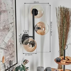 Chehalis Boule lumineuse, Applique murale Ambre, Clair, 3 lumières