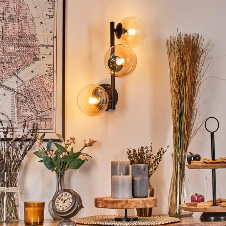 Chehalis Boule lumineuse, Applique murale Ambre, Clair, 3 lumières
