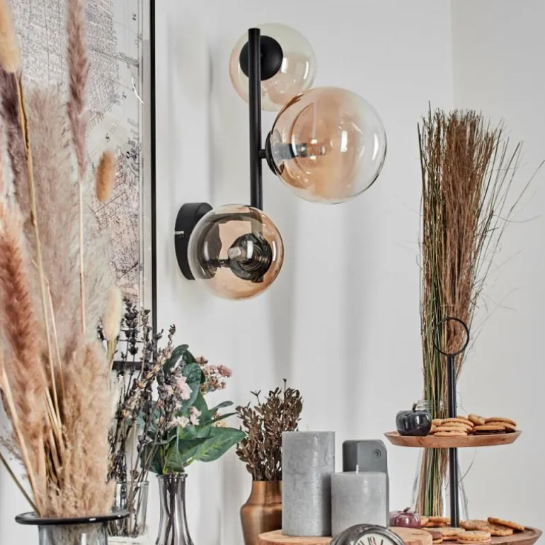 Chehalis Boule lumineuse, Applique murale 23 cm Ambre, Clair, 3 lumières