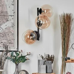 Chehalis Boule lumineuse, Applique murale 33 cm Ambre, Clair, 3 lumières