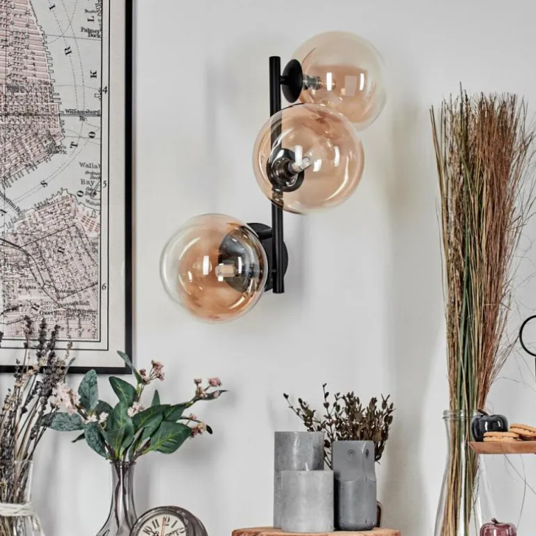 Chehalis Boule lumineuse, Applique murale 33 cm Ambre, Clair, 3 lumières