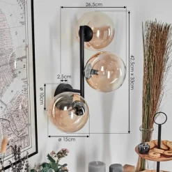 Chehalis Boule lumineuse, Applique murale 33 cm Ambre, Clair, 3 lumières