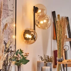 Chehalis Boule lumineuse, Applique murale 33 cm Ambre, Clair, 3 lumières