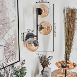 Chehalis Boule lumineuse, Applique murale Ambre, 3 lumières