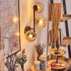 Chehalis Boule lumineuse, Applique murale Ambre, 3 lumières