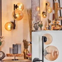 Chehalis Boule lumineuse, Applique murale Ambre, 3 lumières