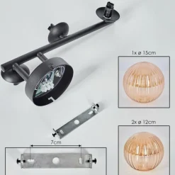 Chehalis Boule lumineuse, Applique murale Ambre, 3 lumières