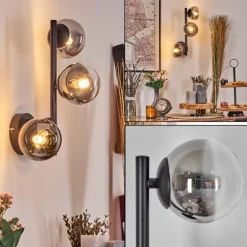 Chehalis Boule lumineuse, Applique murale 23 cm Chrome, Clair, Fumé, 3 lumières