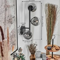 Chehalis Boule lumineuse, Applique murale 23 cm Chrome, Clair, Fumé, 3 lumières