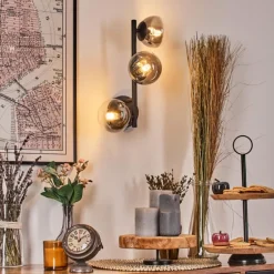 Chehalis Boule lumineuse, Applique murale 23 cm Chrome, Clair, Fumé, 3 lumières