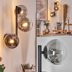 Chehalis Boule lumineuse, Applique murale 28 cm Chrome, Clair, Fumé, 3 lumières