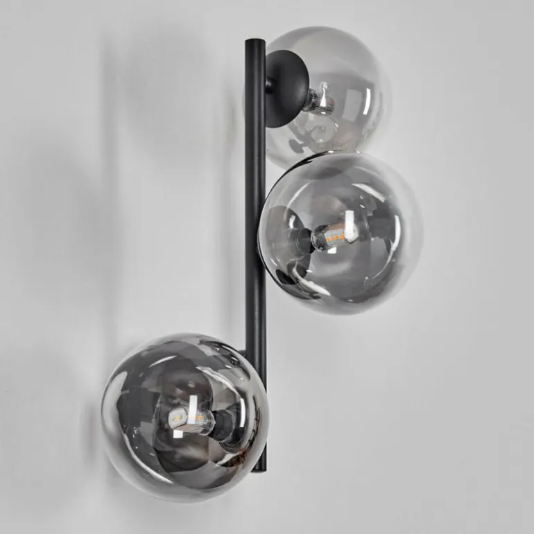 Chehalis Boule lumineuse, Applique murale 28 cm Chrome, Clair, Fumé, 3 lumières