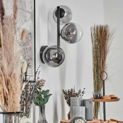 Chehalis Boule lumineuse, Applique murale 28 cm Chrome, Clair, Fumé, 3 lumières