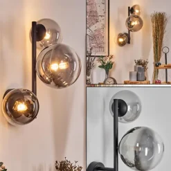 Chehalis Boule lumineuse, Applique murale 23 cm Chrome, Clair, Fumé, 3 lumières