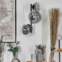 Chehalis Boule lumineuse, Applique murale 23 cm Chrome, Clair, Fumé, 3 lumières