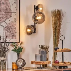 Chehalis Boule lumineuse, Applique murale 23 cm Chrome, Clair, Fumé, 3 lumières