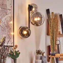 Chehalis Boule lumineuse, Applique murale 23 cm Chrome, Clair, Fumé, 3 lumières